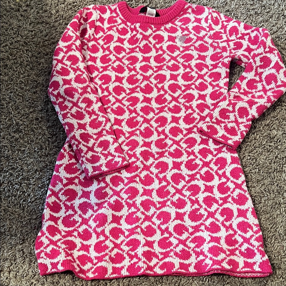 Pink and White Patterned Knit Dress